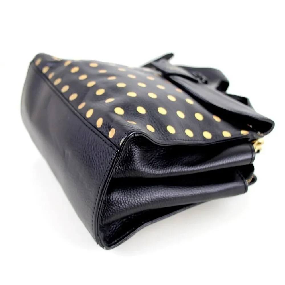 kate spade Saturday BLACK LEATHER POLKA DOT SHOULDER BAG XBODY SATCHEL PURSE